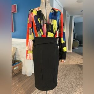 NWT Gabrielle Union sexy low cut Abstract midi dress Size Small